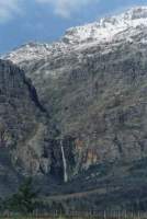 snow peak and waterfall outside Franshoek