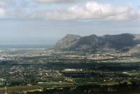 Muizenberg Mountain with False Bay and suburbs from Constantia Corner