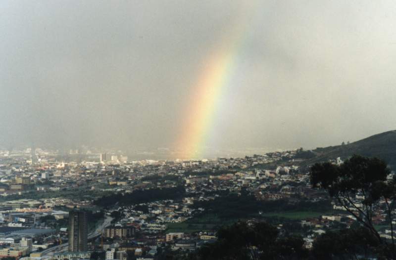 rainbow over upper City Bowl from Kloof Nek