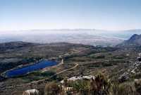 Silvermine wide-view with reservoir and Cape Flats and Muizenberg