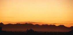 clear sunrise over Hottentots Holland
