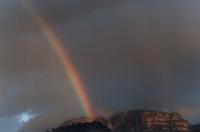 closeup of rainbow over Table Mountain