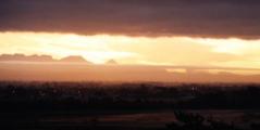sunrise with summer clouds over Hottentot's Holland