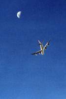 SAA Airbus 340 flypast with moon for cricket world cup