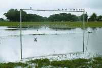 flooded soccer field in Chukker Road, Wetton