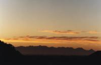 sunrise on patches of cirrus over Hottentots Holland