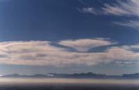cirrus with virga over Cape Flats and Boland Mountains from Kirstenbosch