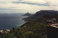 view from Karbonkelberg of Table Mountain and Lions Head and Robben Island