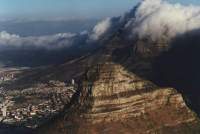 aerial view of Lions Head, City Bowl and Table Cloth over Devil's Peak